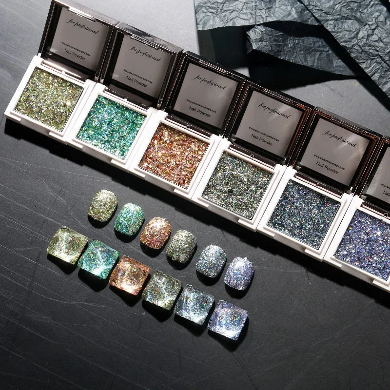 Nail UV Gel Polish Soak off Glitter Sequins Multi Color Solid Color Gel Glitter Palette Nail Art Decoration Gel Manicures Tool-Nail Inspo