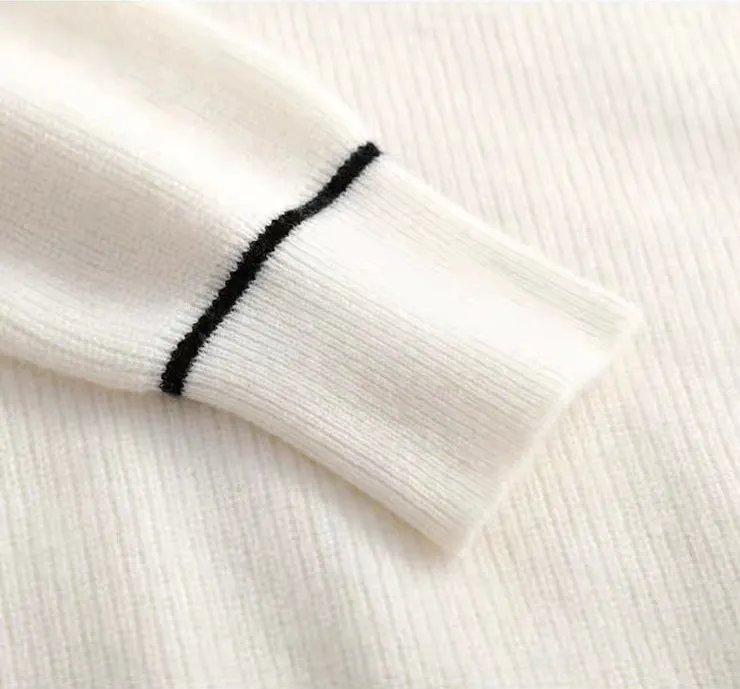 Vintage White High Neck Sweater
