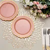 10 Pack | 8" Dusty Rose Plastic Dessert Salad Plates, Disposable Tableware Round With Gold Scalloped Rim