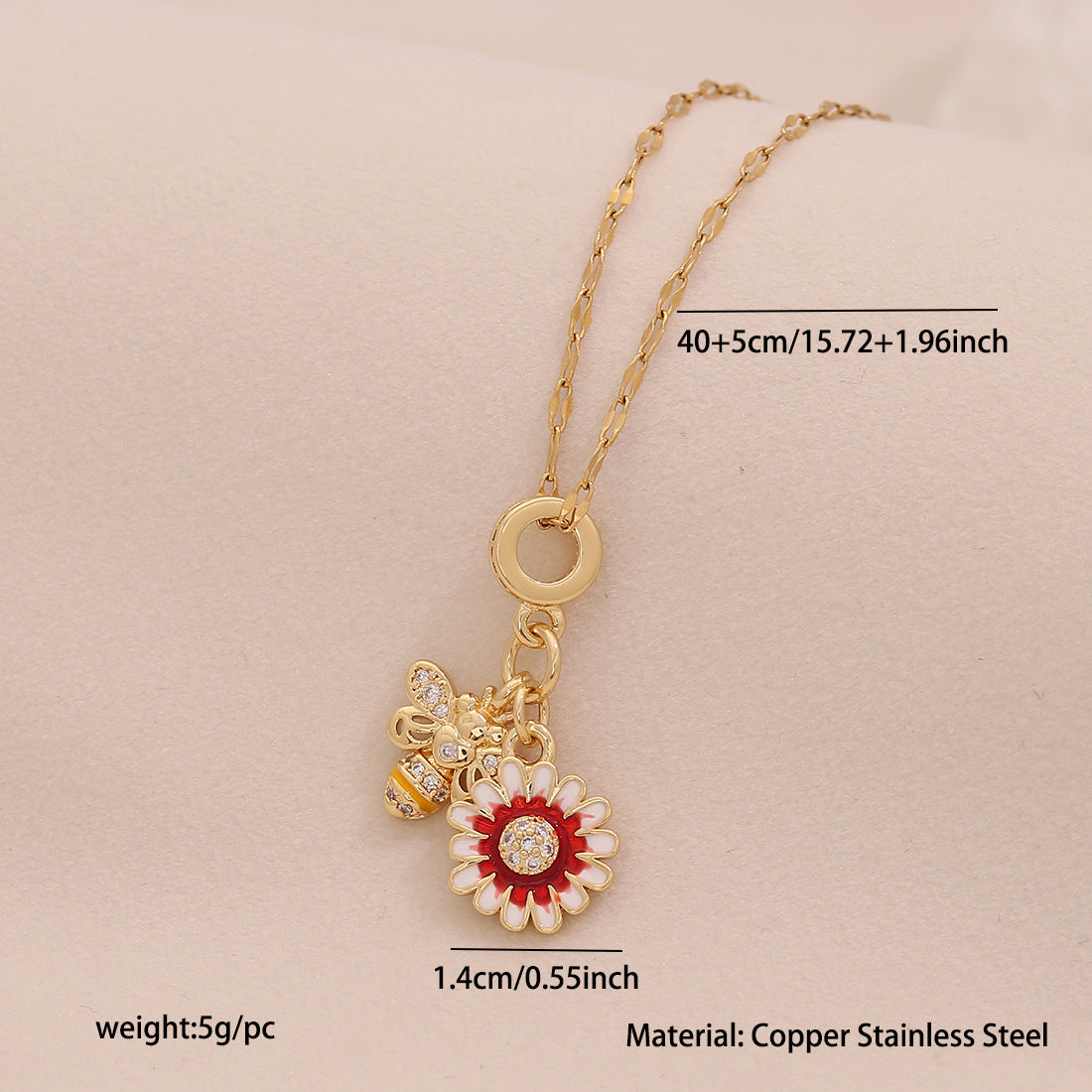 Diamond-Studded Four-Leaf Clover Pendant Color-Preserving Diy Necklace Fashion Love Daisy N1523