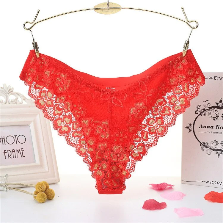Ladies sexy lace panties, low-waist panties, floral embroidered panties, transparent T-back, thongs, lingerie underwear 2021 new