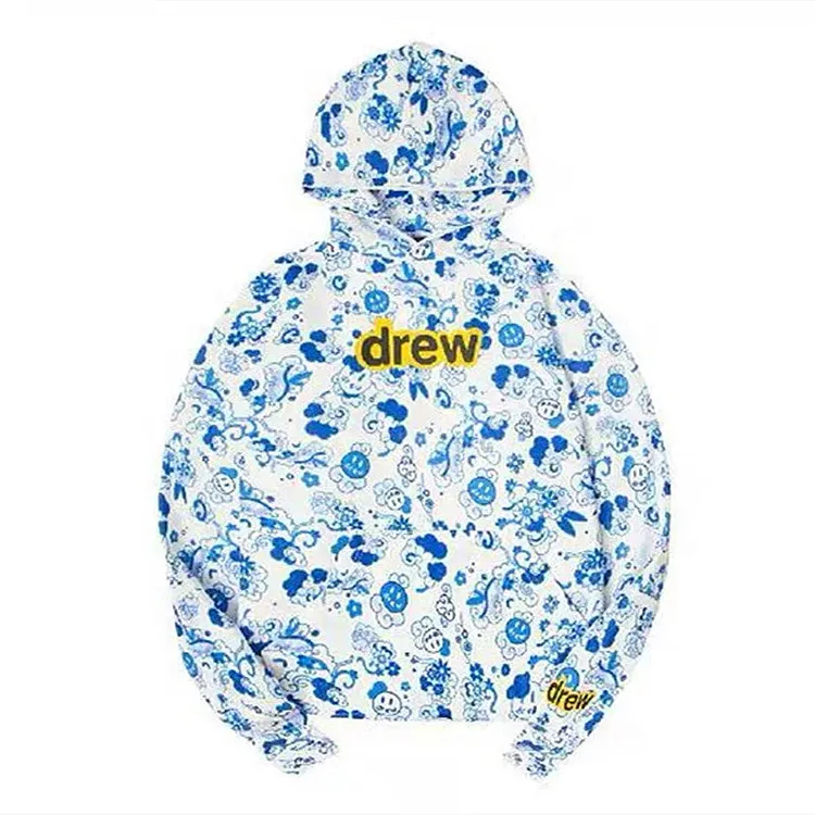 Smiley Face Hoodie Drew Smiley Hoodie Patchwork Sweater Casual Loose