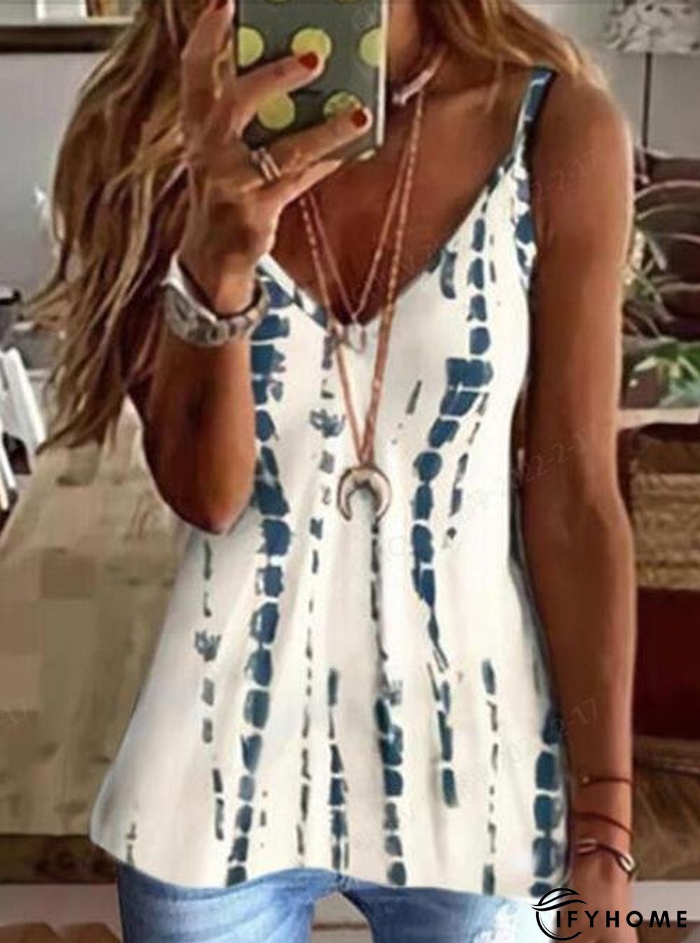 Boho Jersey Spaghetti Tie-Dye Pattern Tank & Cami | IFYHOME