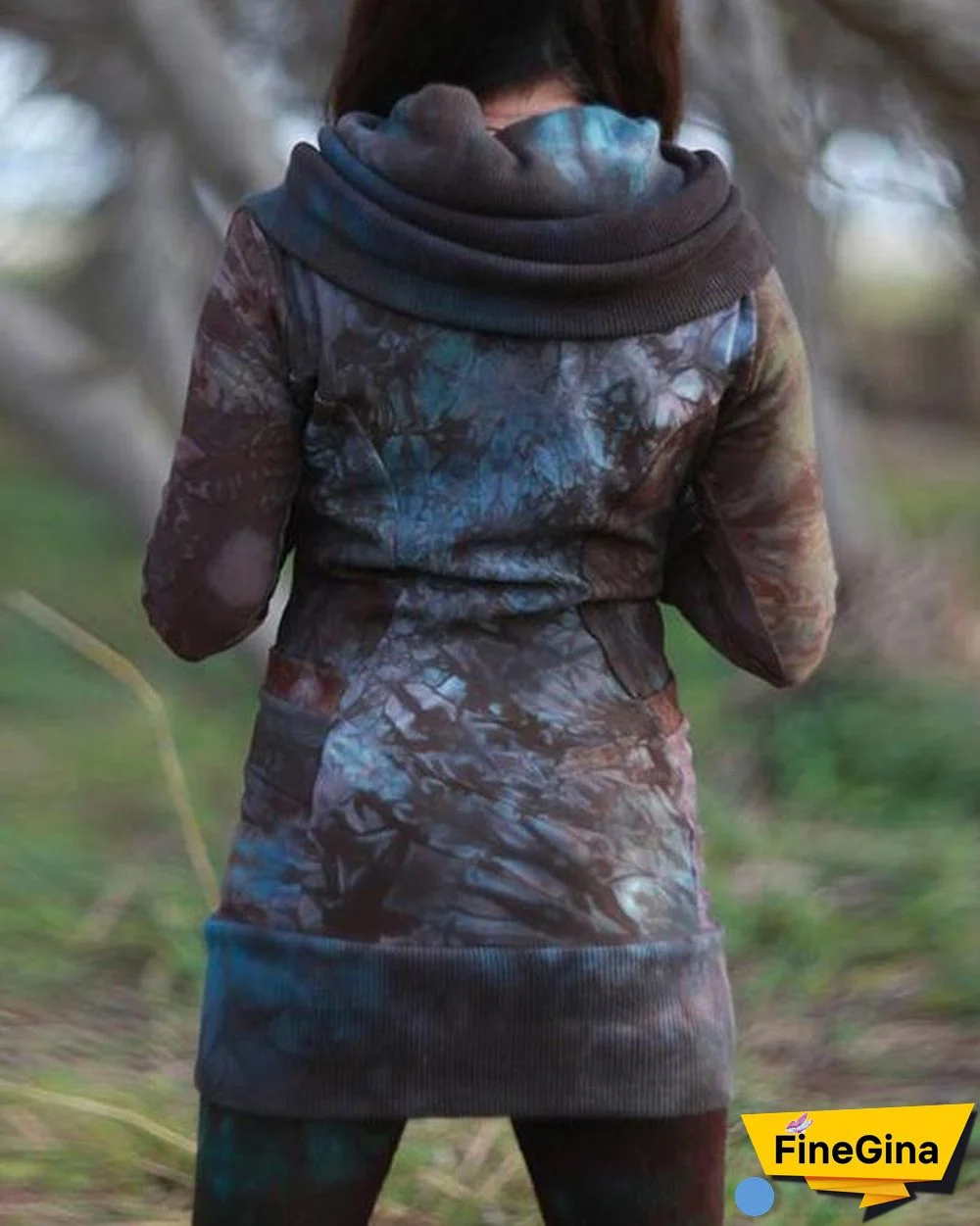 Women's Retro Dyed Hooded Slim-Fit Hoodie