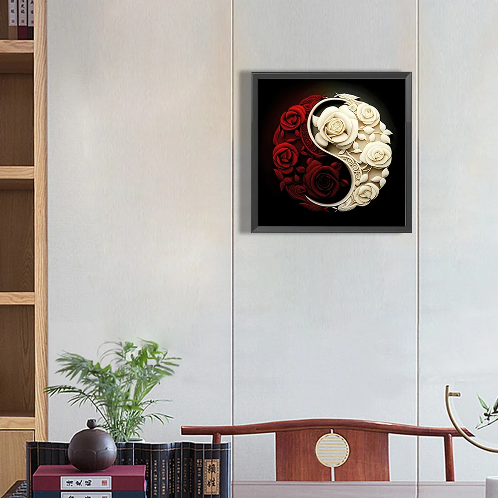 Diamond Painting - Full Round Drill - Yin Yang Flower(30*30cm)