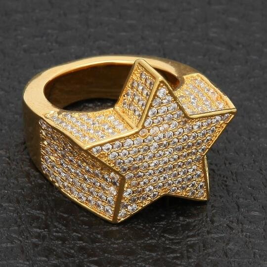Hip Hop Luxury Iced Out Rhinestones Star Rings-VESSFUL