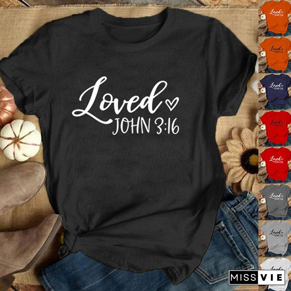 Loved 3:16 Women Christian T-shirt Inspirational Faith God Religious Church Jesus T Shirt Aesthetic Graphic Tees