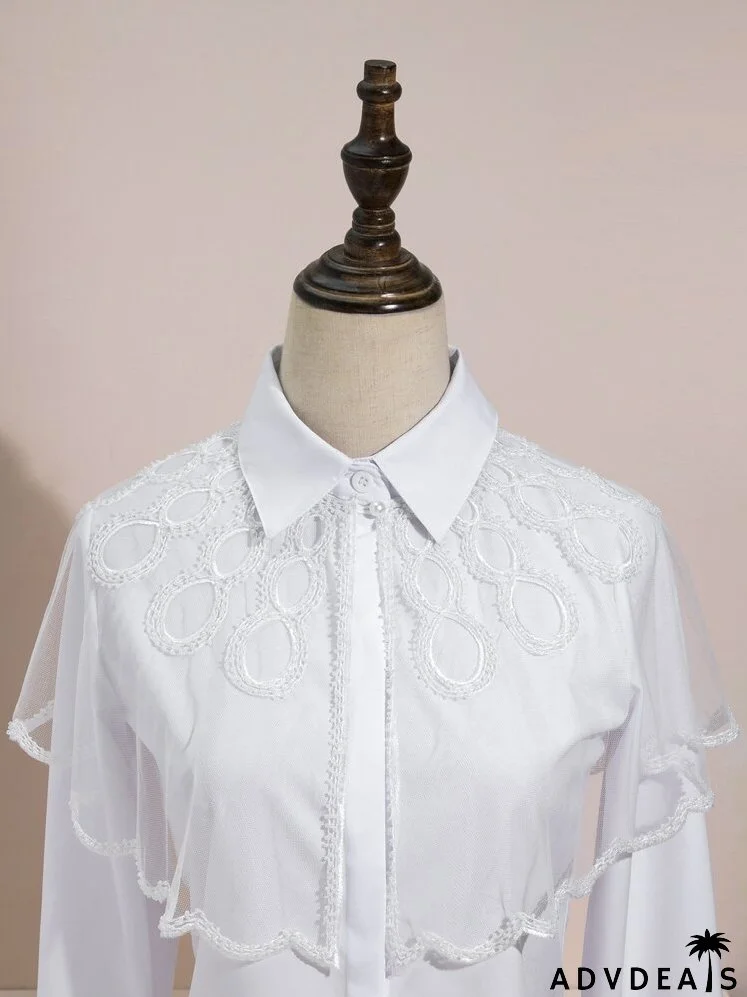 Faux Pearl Decor Mesh Scarf