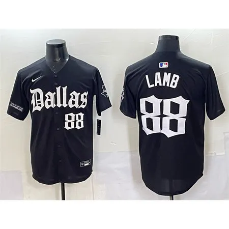 Men's Dallas Cowboys #88 CeeDee Lamb Black "Gothic Lone Star Edition" Limited Stitched Baseball Jersey