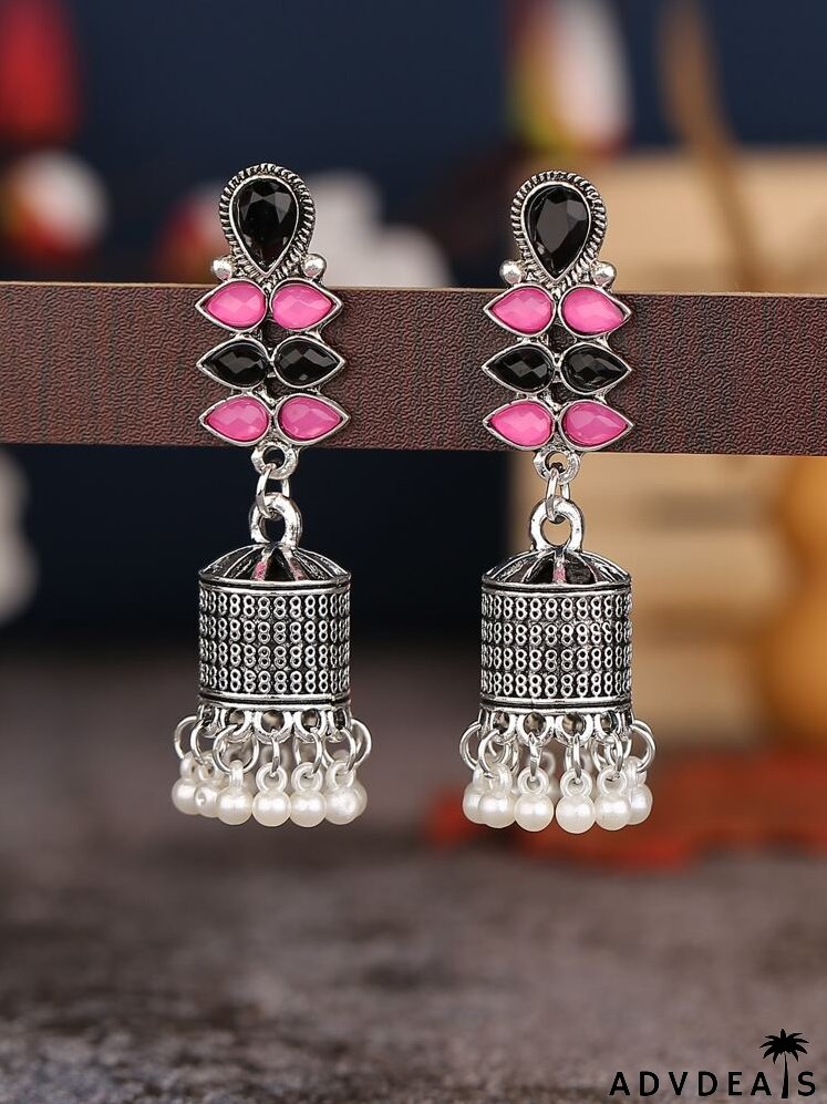 Faux Pearl Tassel Jhumka Drop Earrings