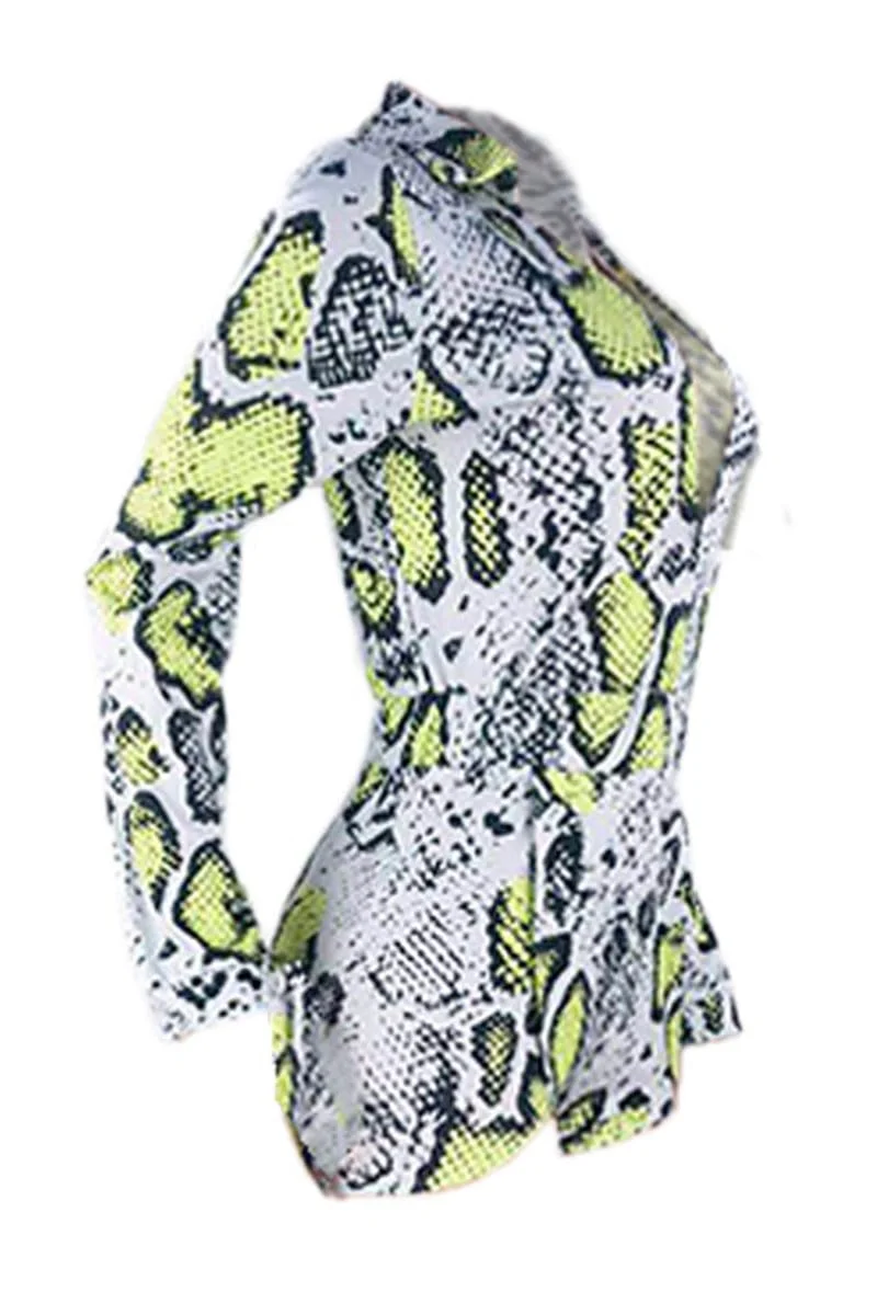 Sexy Print Long Sleeve Romper