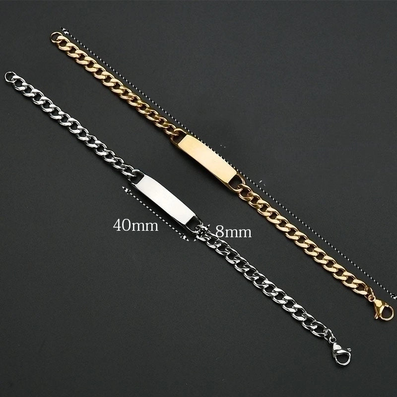 Minimalist Solid Color Stainless Steel Plating Men’s Bracelets