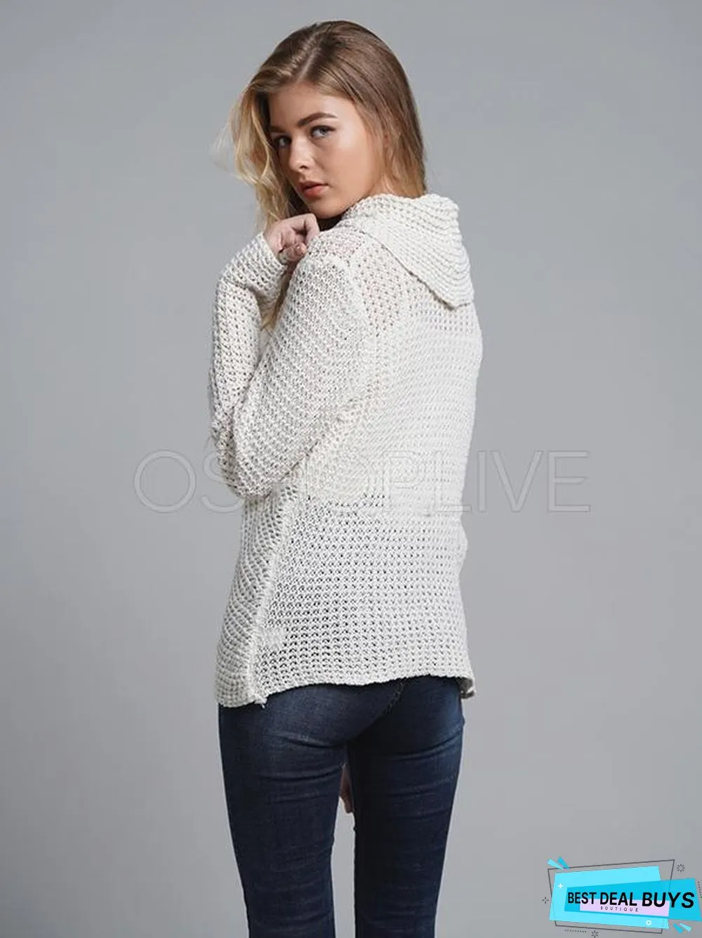 Loose Solid High-Neck Knitting Sweater