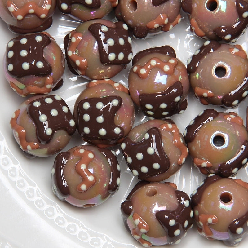 5 Pieces Summer New Heavy Oil Hand-Painted Beads Diy Beaded Diy Mobile Phone Chain Car Hanging Bag Hanging Chain Head Rope Beads