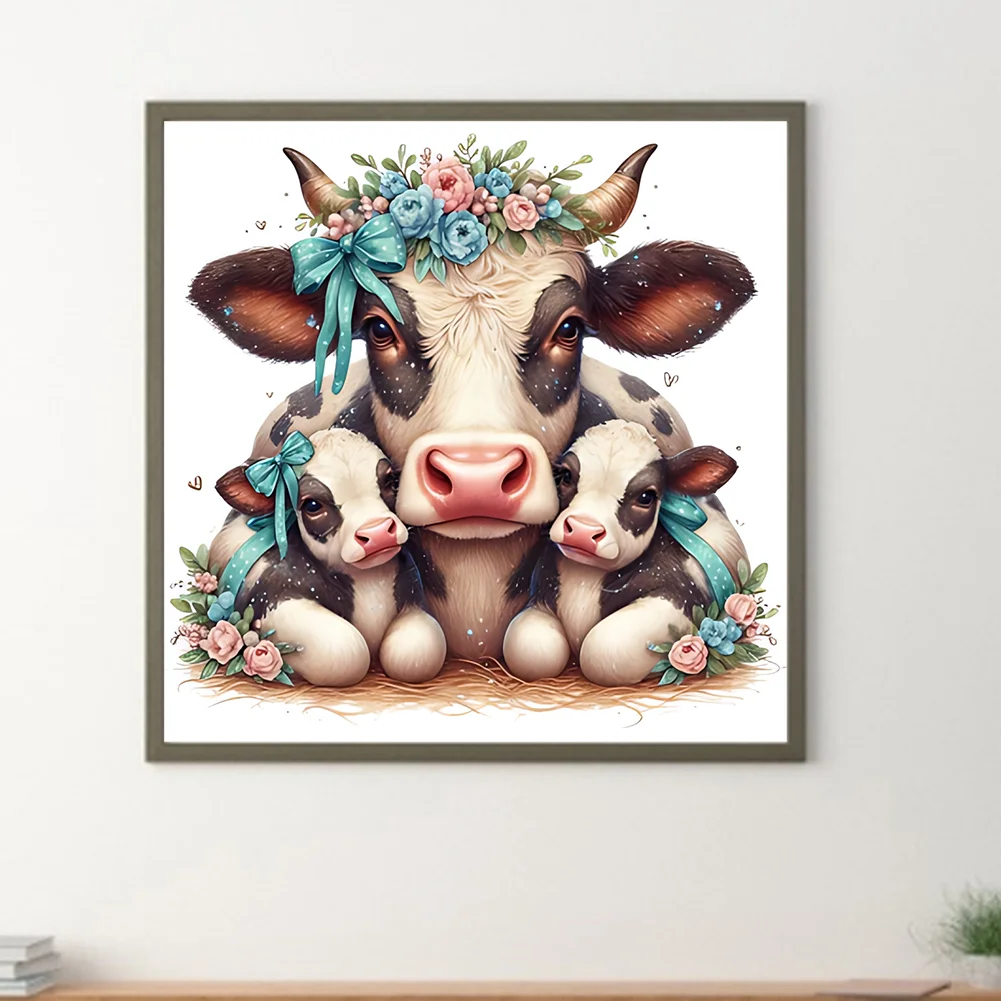 Diamond Painting - Full Round Drill - Cow Family(Canvas|30*30cm)