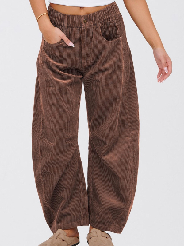 Solid Color Corduroy Loose Straight Trousers hjn Shicloths