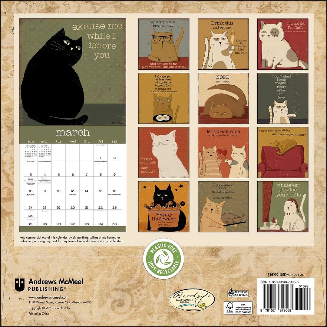 😸A Year Of Snarky Cats 2024 Wall Calendar