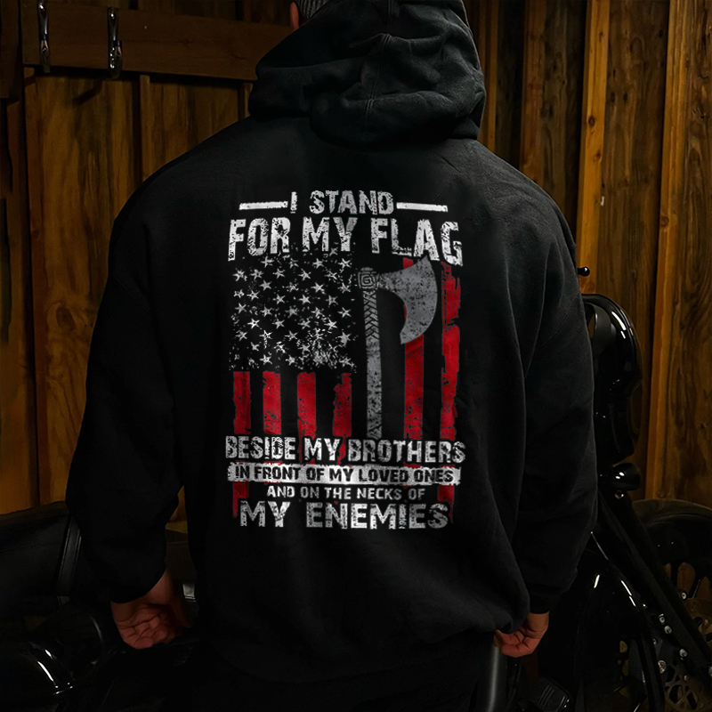 Livereid I Stand For My Flag Printed Men's Hoodie - Livereid