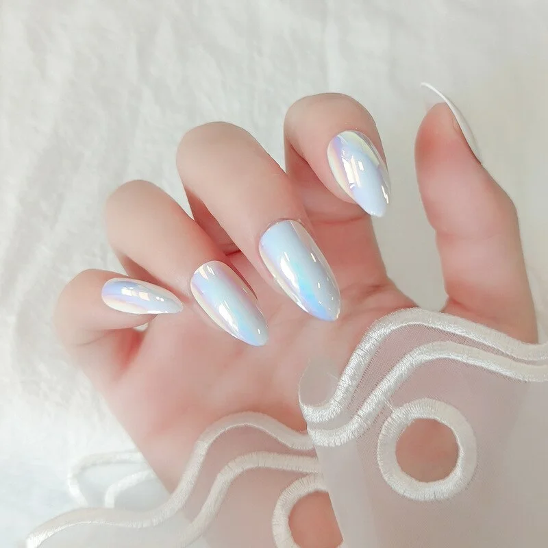 Fake Nails Nail Art Tips Press on False Tipsy withGlue Coffin Stick Designs Display Set Full Cover Artificial Detachable Mirror-Nail Inspo