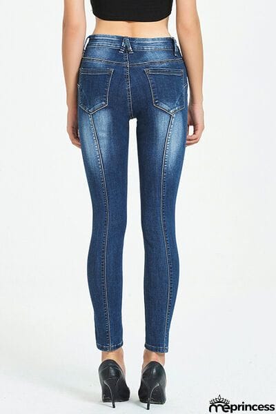 Side Stripe Cropped Skinny Jeans