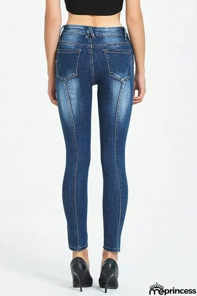 Side Stripe Cropped Skinny Jeans