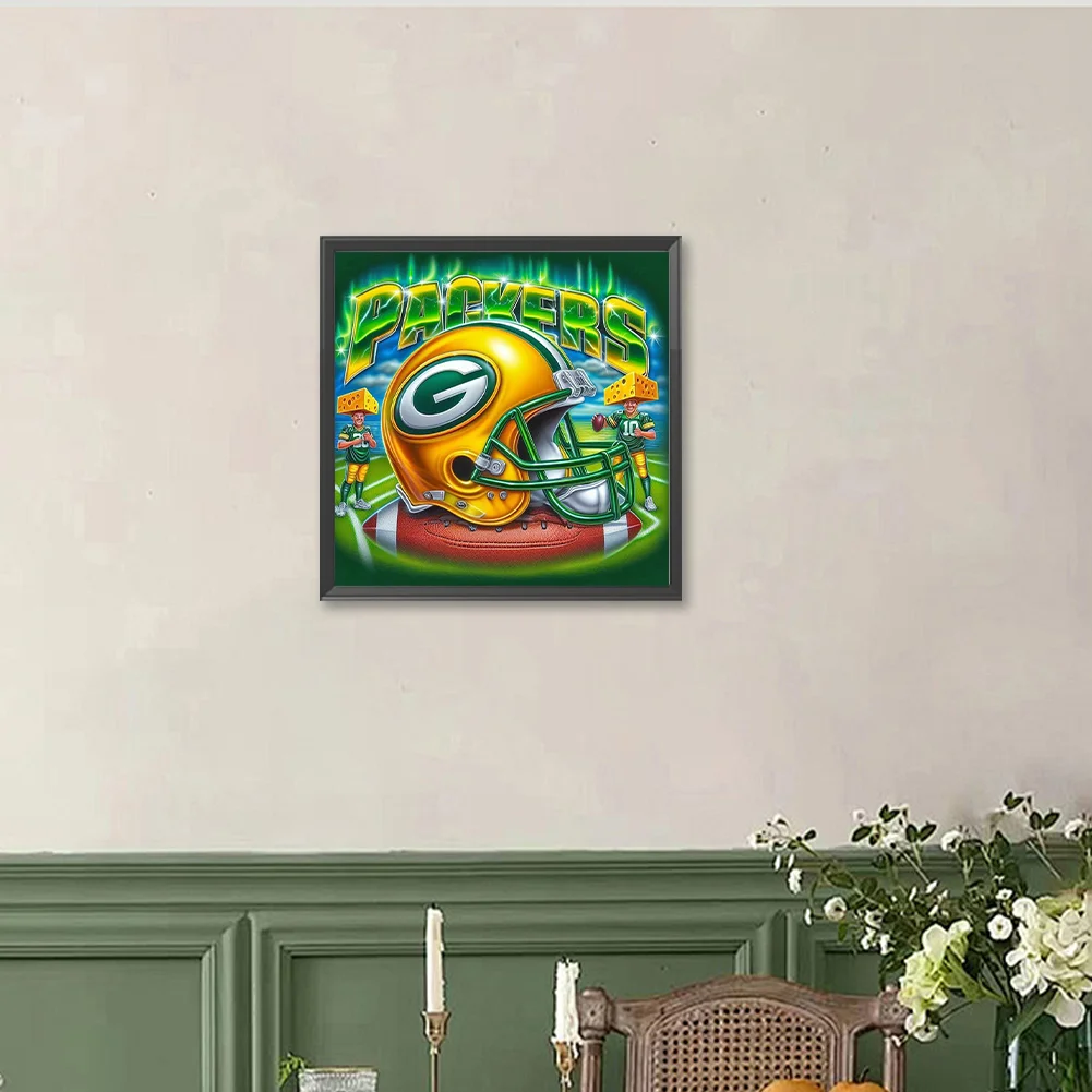 Diamond Painting - Full Round Drill - Green Bay Packers Helmet(Canvas|40*40cm)