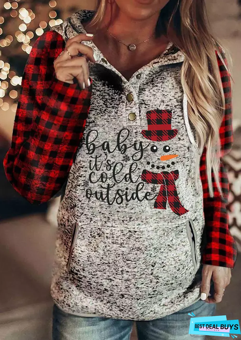 Casual Christmas Snowman Tunic Sweatshirt