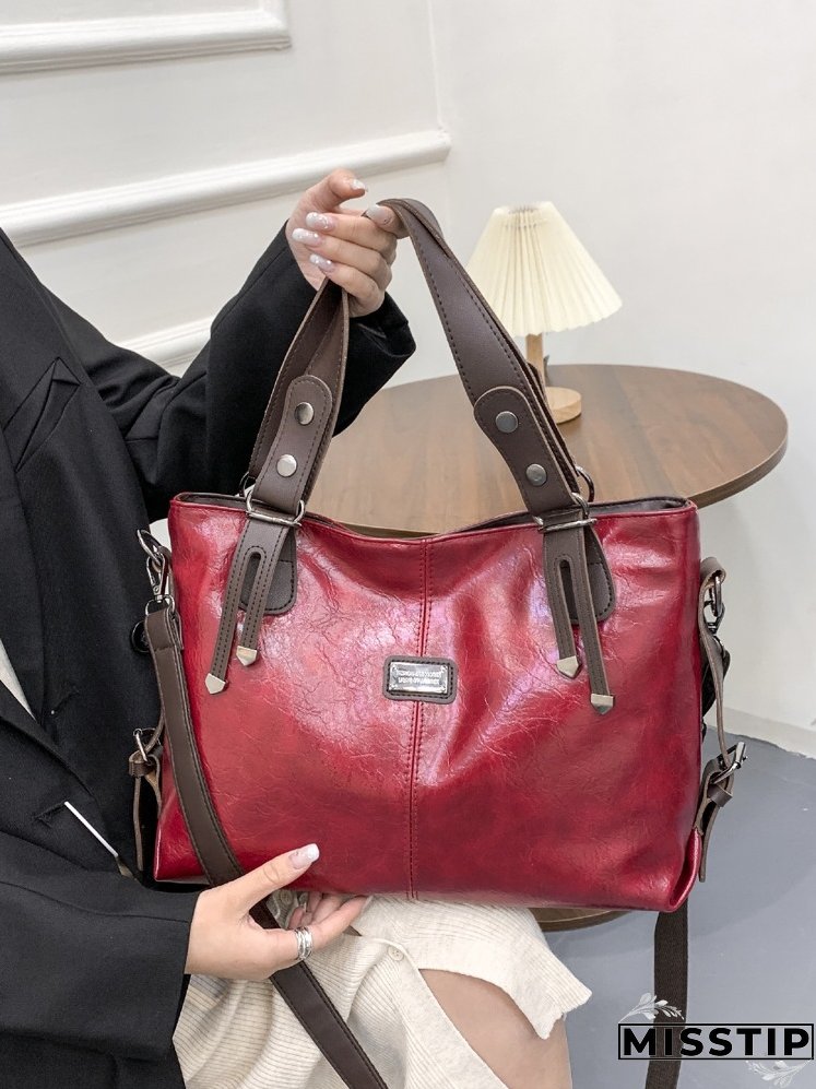 Metal Letter Decor Large Capacity Tote Bag