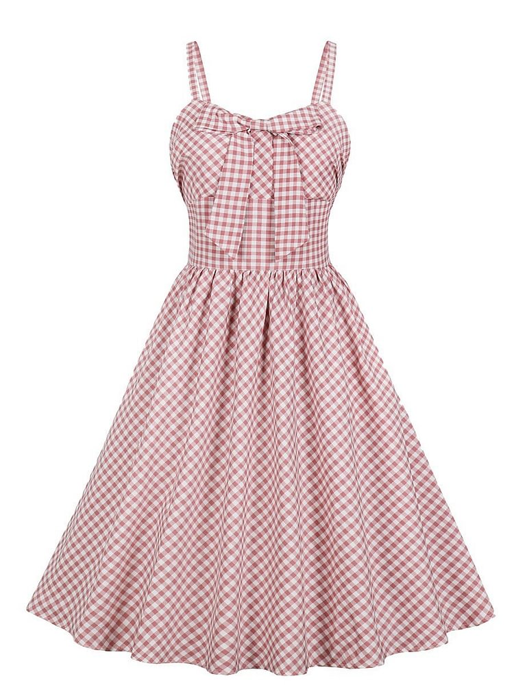 Mayoulove 1950s Dress Plaid Pattern Classical Slip Dress-Mayoulove