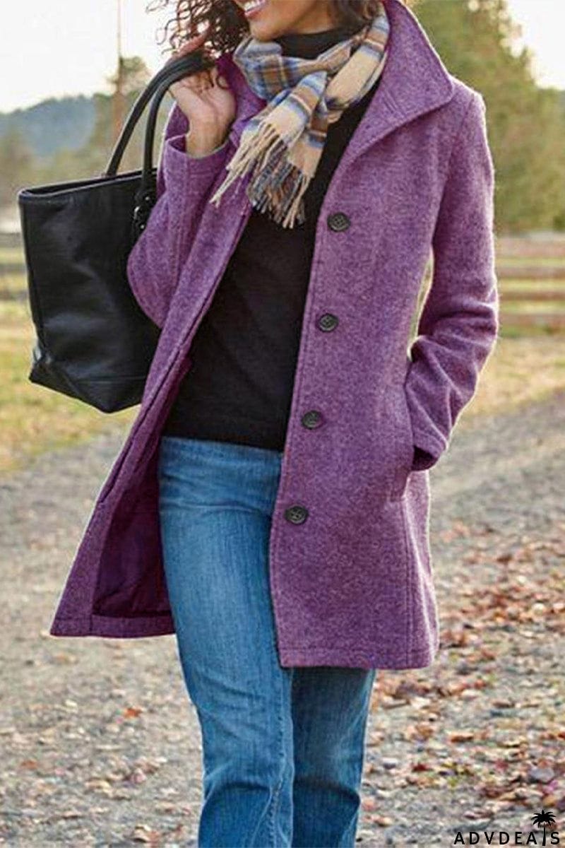 Casual Solid Patchwork Turn-back Collar Outerwear