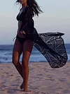 Loose Crochet Lace-Up Long Sleeves Cover-Ups Tops