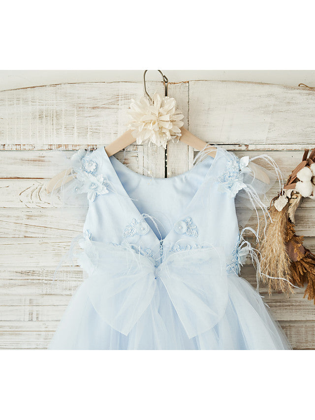 Gorgeous Cap Sleeve Jewel Neck Flower Girl Dresses Satin Tulle With Beading main image 0