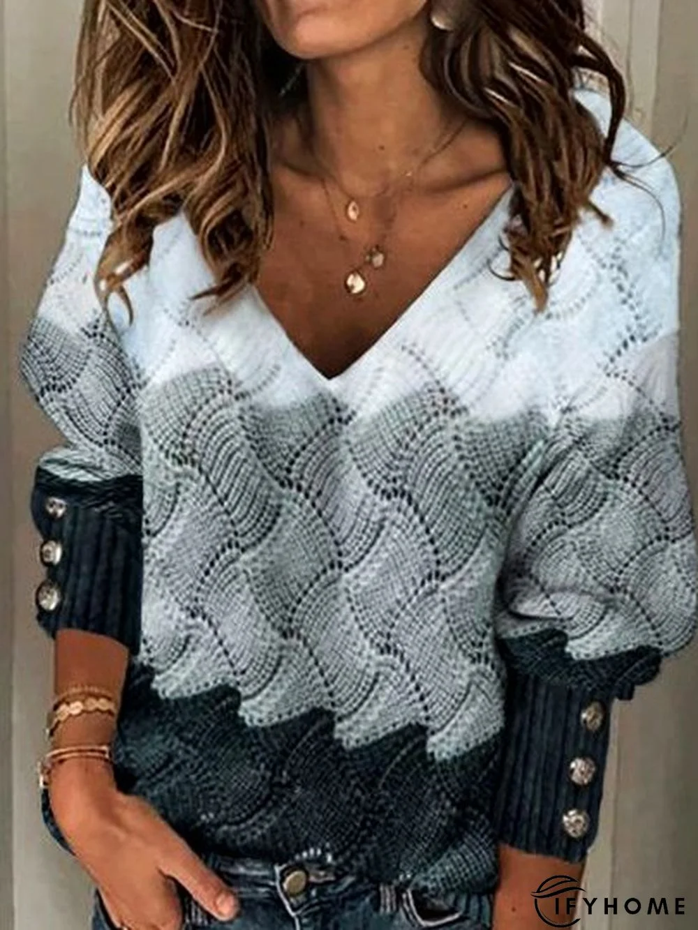 Long Sleeve V Neck Sweater | IFYHOME