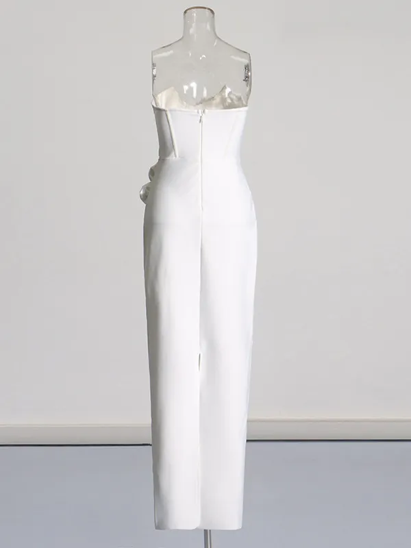 Brownm Spring 2025 New Three-Dimensional Rose Body To Close The Waist Open Fork Dress Famous Banquet Adult Evening Dress