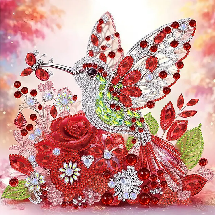 Ruby Hummingbird 30*30cm(canvas) Special Shaped Drill Diamond Painting gbfke