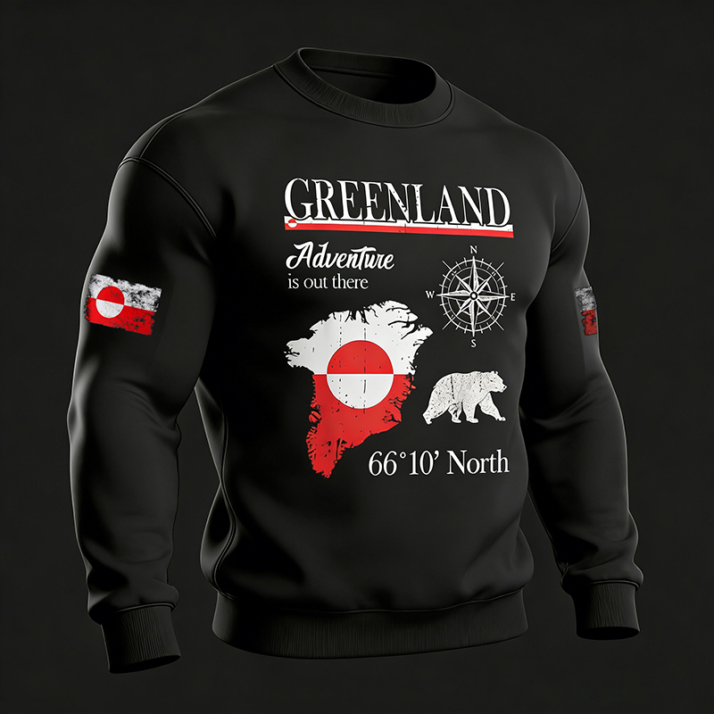 Greenland Landmark Print Casual Crew Neck Sweatshirt artswardrobe