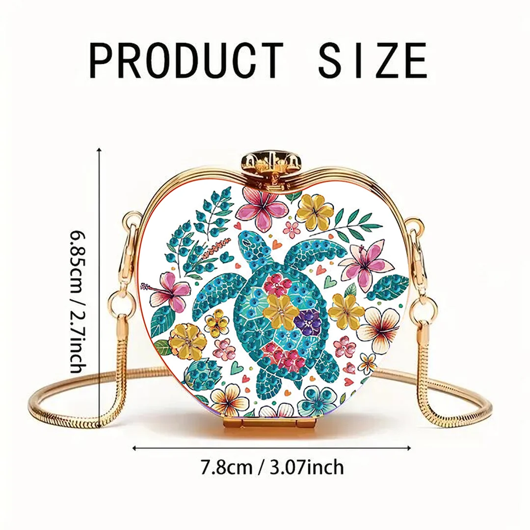 Turtle DIY Acrylic Love Art Diamond Painting Coin Purse w/ Chain for Women Girl