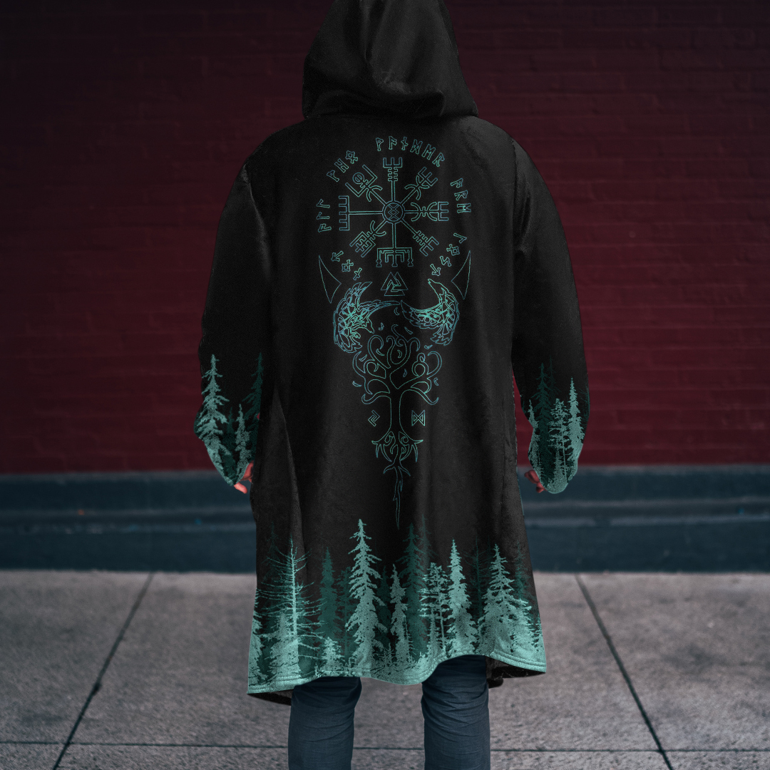 Men's Vikings Vegvisir Runic Hooded Jacket