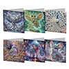 (US Only)6PCS DIY Diamond Art Greeting Cards Creative Birthday Card Kit Gifts (Animal)