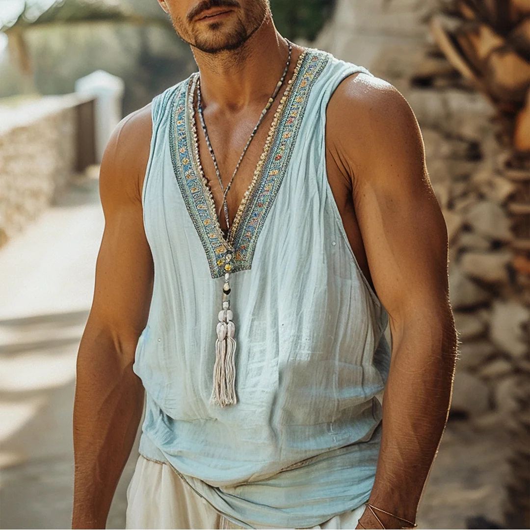 Ethnic Linen Hooded Shirt-inspireuse