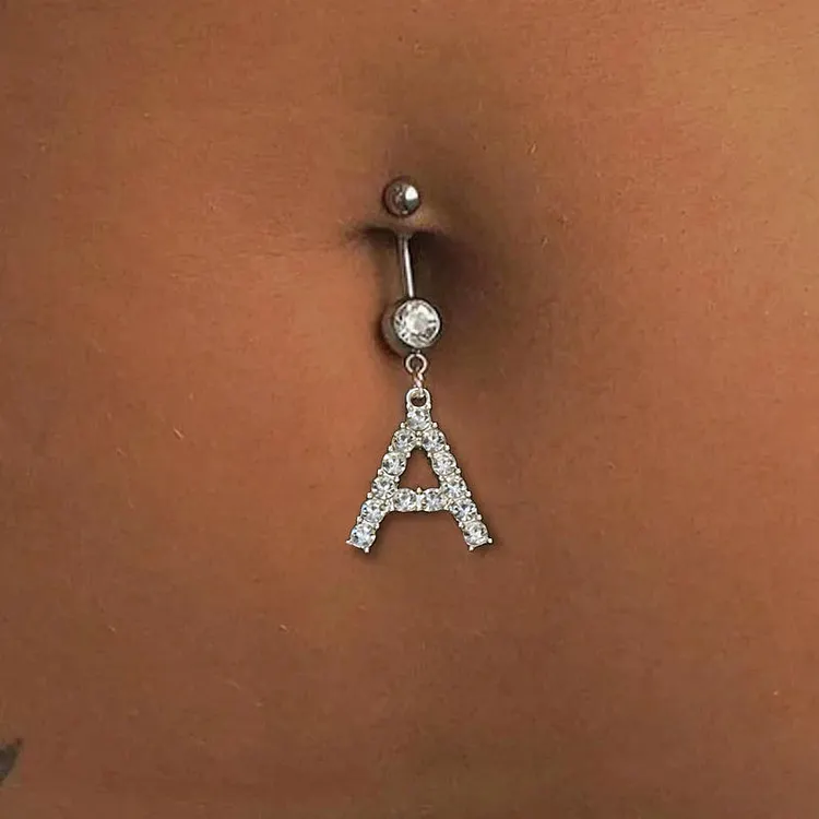 A-Z Initial Letter Gothic Belly Ring