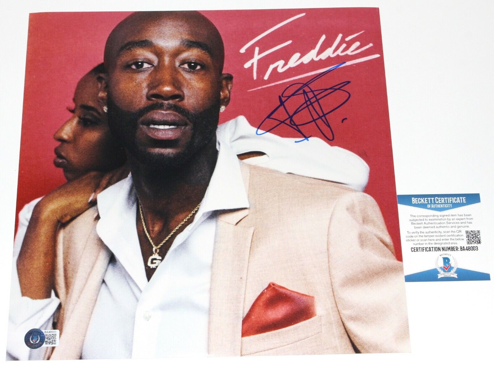 RAPPER FREDDIE GIBBS SIGNED 'FREDDIE' 12x12 ALBUM FLAT Photo Poster painting BECKETT COA BAS