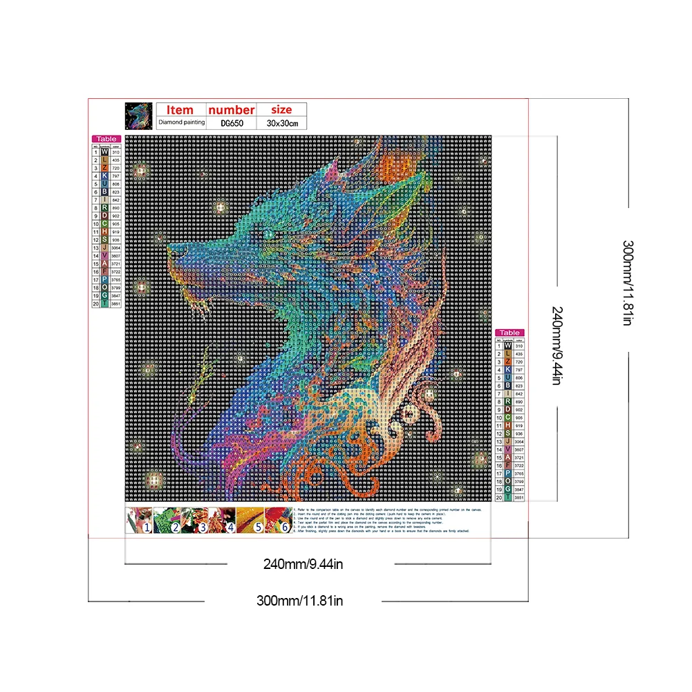 Full Round Diamond Painting 30*30cm - Dragon In The Dark