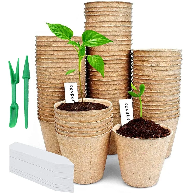 50 Pcs Seed Starter Peat Plant Pots Kit Degradable Eco-Friendly