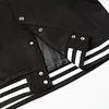 Chrome Hearts Cross Embroidered Leather Sleeve Varsity Jacket - Black Street Style 116