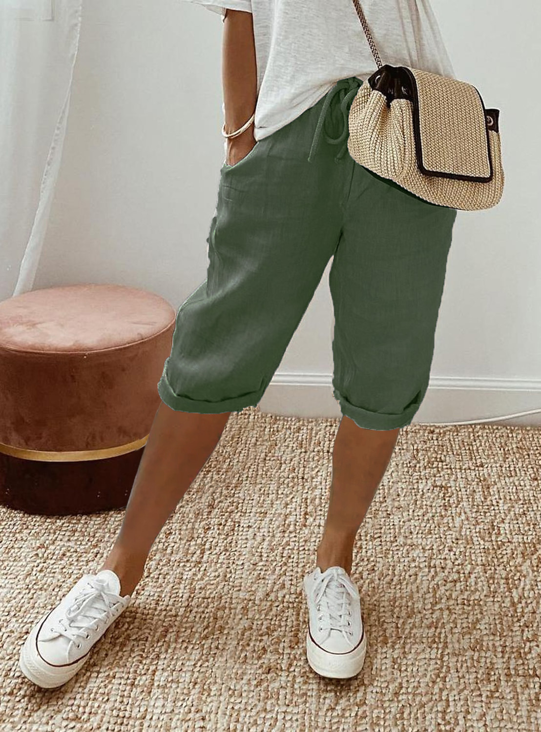 Mature Women's Summer Casual Cotton And Linen Pants