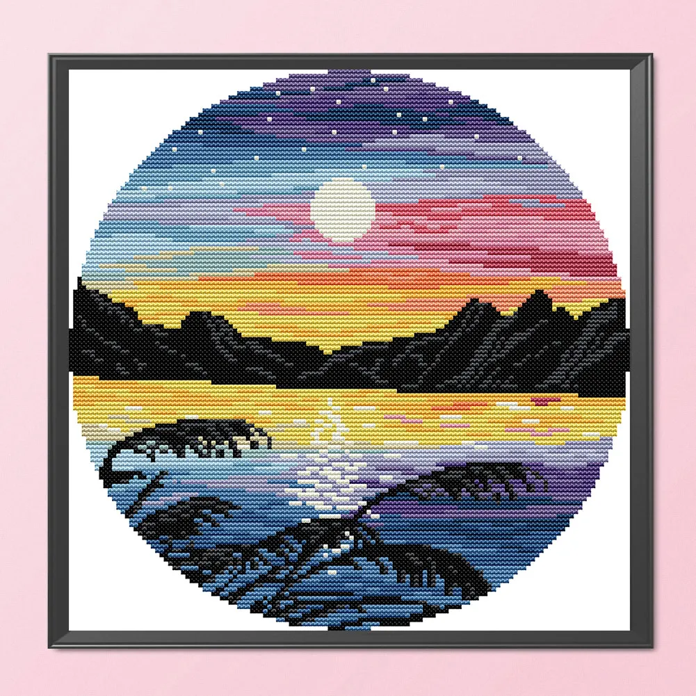 14CT Partial Printed Cross Stitch - Sunset(31*31cm)
