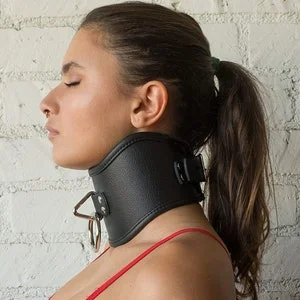 pornhint Pornhint BDSM Posture Collar - Tall Curved Leather