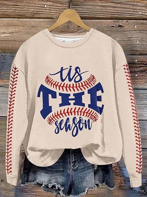 Tis The Season  Fun Baseball Crew Neck Casual Sweatshirt
