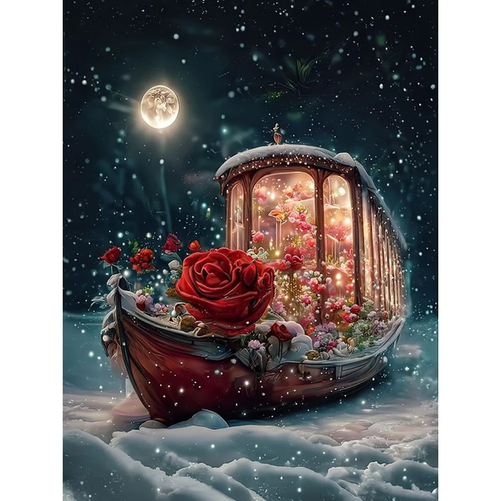 Full Round Diamond Painting - Rose Boat(Canvas|45*60cm)